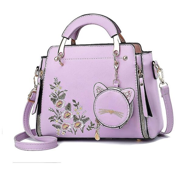 Fashion Purses and Handbags for Women Purple Flower - Picture 1 of 7